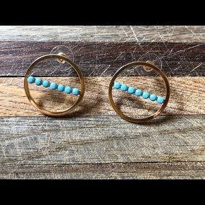 Cute Gold and Turquoise Circle Earrings✨